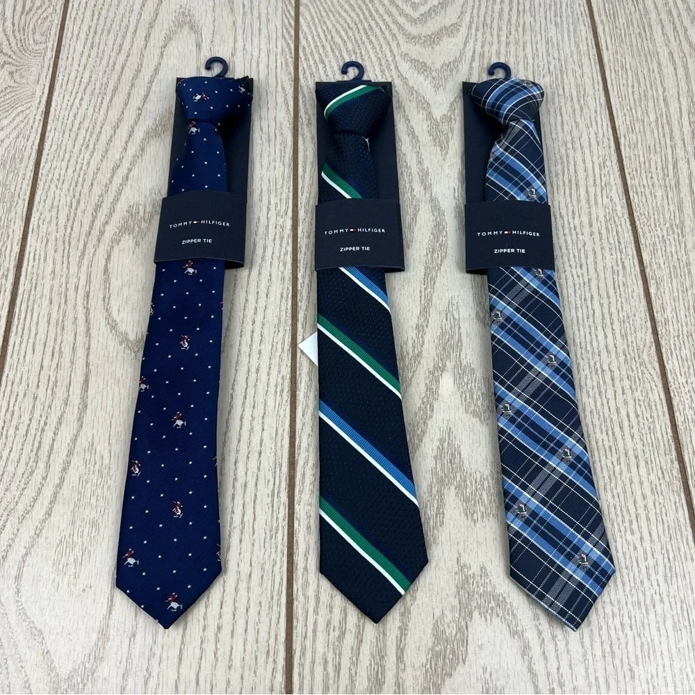 Tommy Hilfiger Boys Zipper Ties Multi Pattern $25 Penguin Stripe Santa